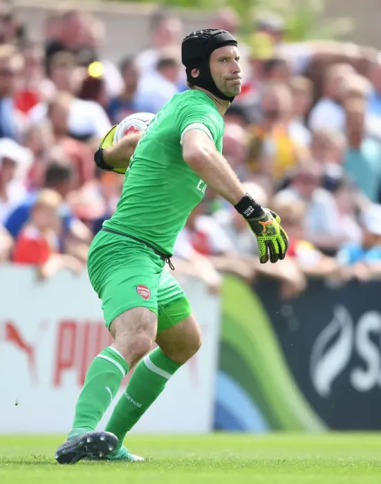 Framed Print : Petr Cech in Action: Arsenal's Pre-Season Clash at Borehamwood (2018)
