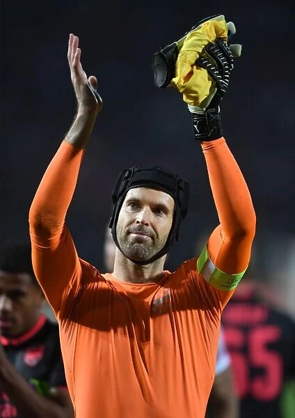 Petr Cech Celebrates Europa League Victory with Arsenal Fans at Red Star Belgrade