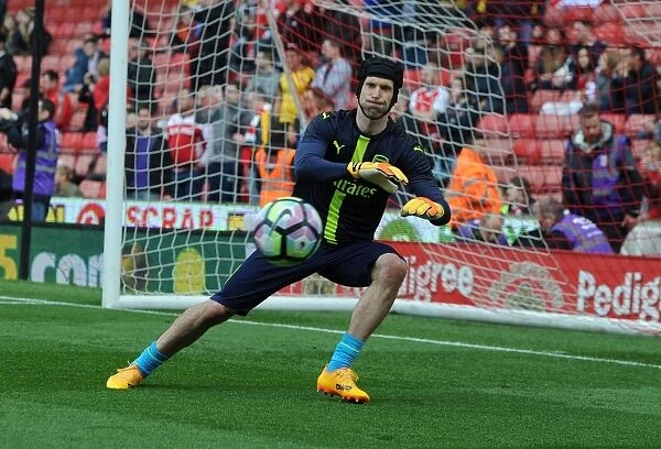 Petr Cech Gears Up: Arsenal's Final Premier League Clash vs Stoke City (2016-17)