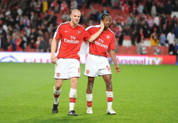 Framed Print : Philippe Senderos and Sanchez Watt (Arsenal) Framed Print : Philippe Senderos and Sanchez Watt (Arsenal)