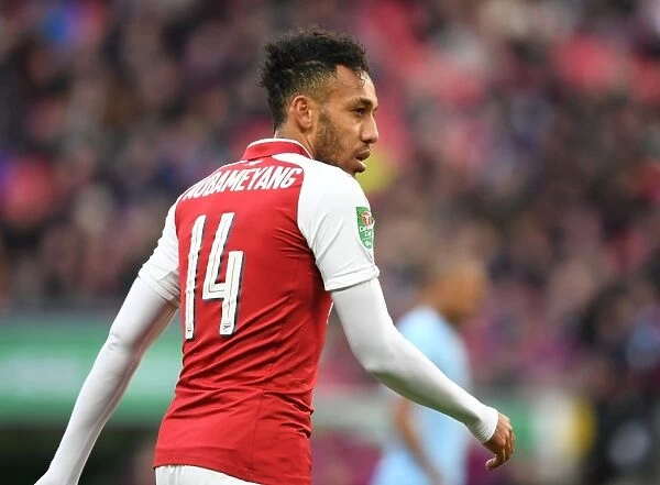 Pierre-Emerick Aubameyang in Action at the 2018 Carabao Cup Final: Arsenal vs Manchester City