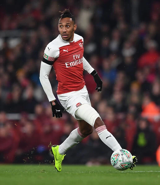 Pierre-Emerick Aubameyang in Action for Arsenal against Blackpool in Carabao Cup
