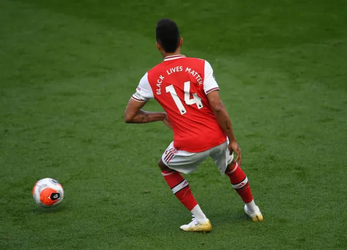 Framed Print : Pierre-Emerick Aubameyang in Action: Arsenal vs. Brighton & Hove Albion, Premier League 2019-2020