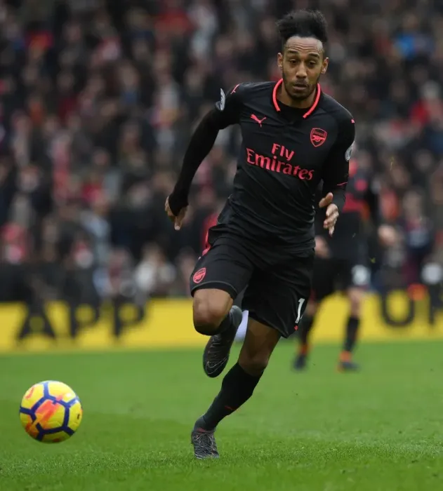 Framed Print : Pierre-Emerick Aubameyang in Action: Brighton & Hove Albion vs. Arsenal, Premier League 2017-18