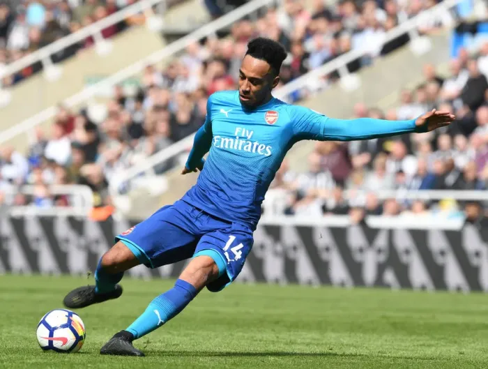 Framed Print : Pierre-Emerick Aubameyang in Action against Newcastle United, Premier League 2017-18