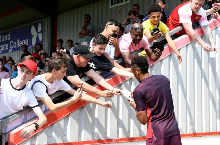 Framed Print : Pierre-Emerick Aubameyang Meets Fans at Borehamwood: Arsenal Star Signs Autographs Ahead of Pre-Season Friendly Framed Print : Pierre-Emerick Aubameyang Meets Fans at Borehamwood: Arsenal Star Signs Autographs Ahead of Pre-Season Friendly