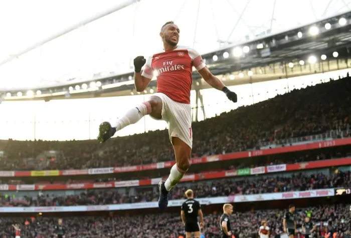 Framed Print : Pierre-Emerick Aubameyang Scores Arsenal's Second Goal Against Burnley (2018-19)