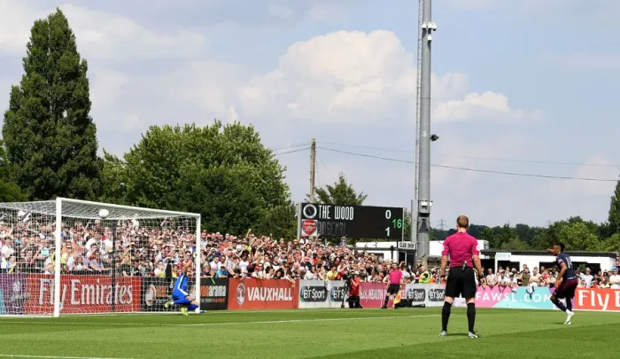 Framed Print : Pierre-Emerick Aubameyang Scores Hat-Trick: Borehamwood vs. Arsenal (2018-19 Pre-Season Friendly) Framed Print : Pierre-Emerick Aubameyang Scores Hat-Trick: Borehamwood vs. Arsenal (2018-19 Pre-Season Friendly)
