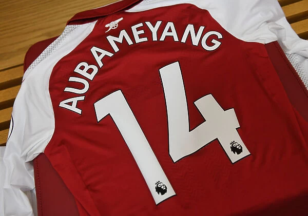 Pierre-Emerick Aubameyang's Arsenal Shirt in Arsenal Home Changing Room (Arsenal vs Everton, 2017-18)