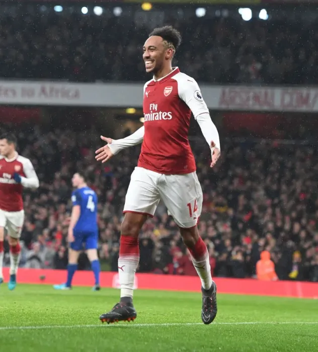 Framed Print : Pierre-Emerick Aubameyang's Brace: Arsenal's Victory Over Everton (2017-18)