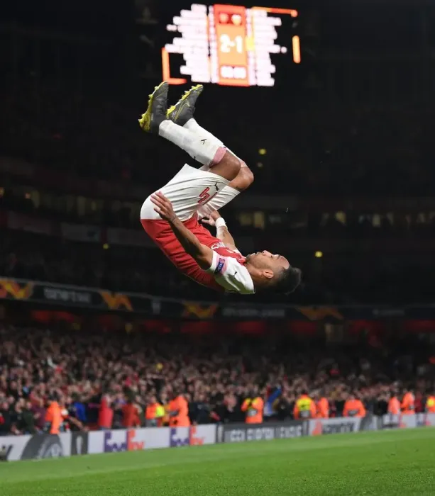 Framed Print : Pierre-Emerick Aubameyang's Hat-Trick: Arsenal's Dominance Over Valencia in the UEFA Europa League Semi-Final First Leg