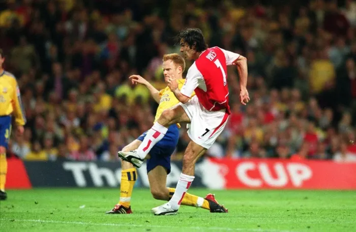 Framed Print : Pires Scores the FA Cup Winner: Arsenal Triumphs Over Southampton (1-0), The Millennium Stadium, Cardiff, 2003