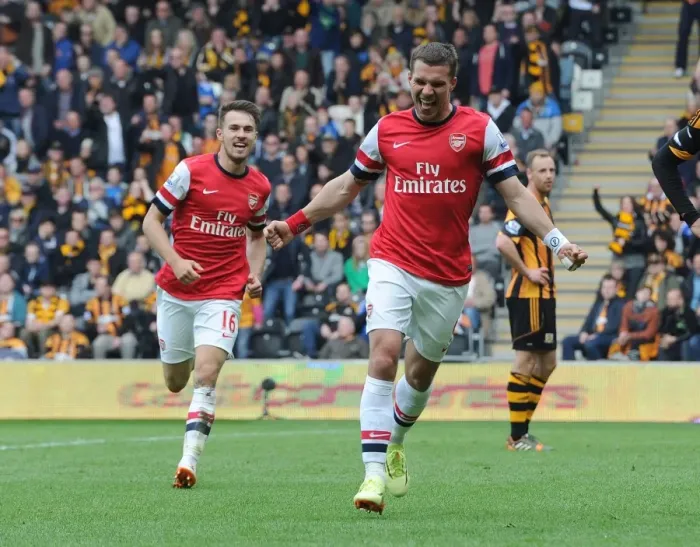Framed Print : Podolski and Ramsey's Unforgettable Moment: Arsenal's Winning Goals Against Hull City (2014) Framed Print : Podolski and Ramsey's Unforgettable Moment: Arsenal's Winning Goals Against Hull City (2014)