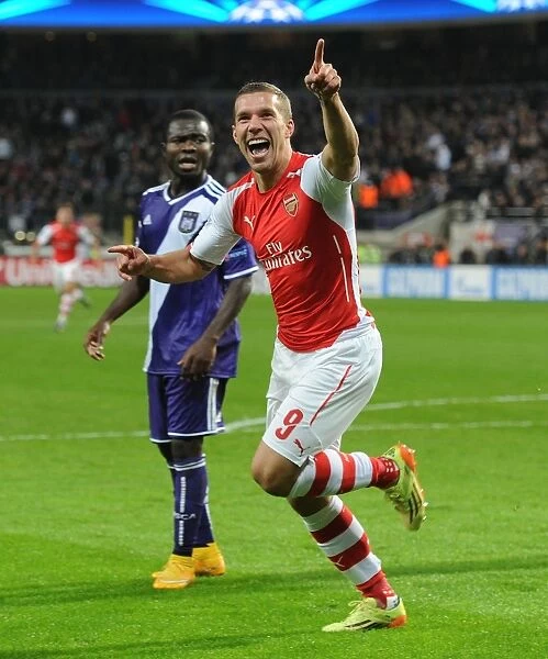 Podolski Scores Arsenal's Second Goal in UEFA Champions League Match against RSC Anderlecht (2014-15)