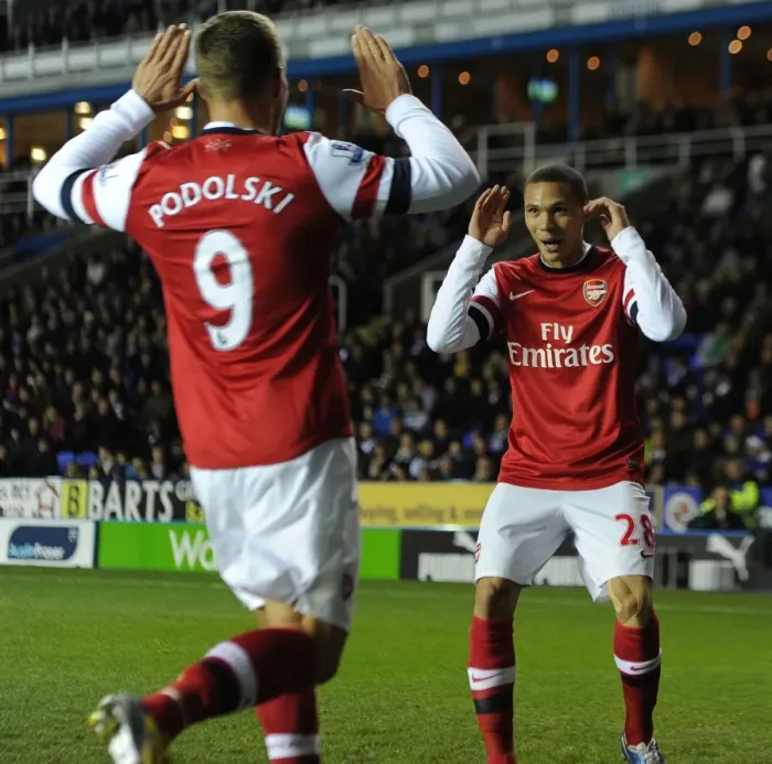 Framed Print : Podolski Scores First: Arsenal's Victory at Reading (2012-13) Framed Print : Podolski Scores First: Arsenal's Victory at Reading (2012-13)