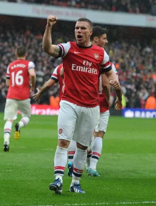 Framed Print : Podolski's Hat-Trick: Arsenal's Triumph Over Norwich City (2012-13)