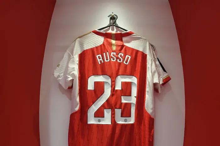 Framed Print : Pre-Match Focus: Alessia Russo's Arsenal Shirt - Arsenal FC vs Chelsea FC (Barclays Women's Super League, 2023-24) Framed Print : Pre-Match Focus: Alessia Russo's Arsenal Shirt - Arsenal FC vs Chelsea FC (Barclays Women's Super League, 2023-24)