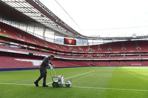 Pre-Match Pitch Preparations at Emirates Stadium: Arsenal vs West Ham United