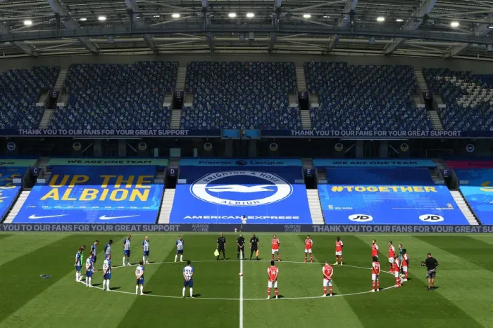 Framed Print : Pre-Match Silence: Brighton & Hove Albion vs. Arsenal FC, Premier League 2019-2020