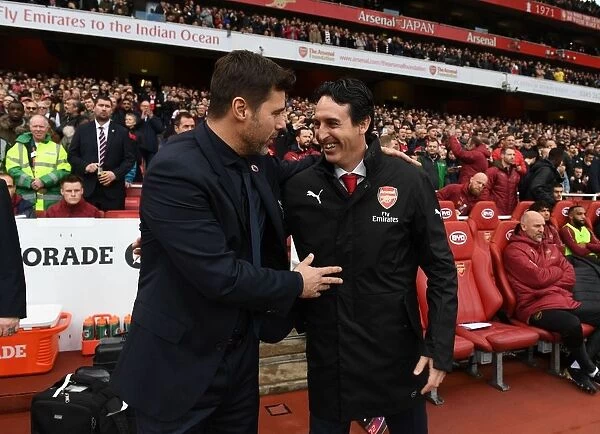 Premier League Rivals Unite: Emery and Pochettino's Pre-Match Encounter at Arsenal's Emirates Stadium