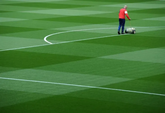Framed Print : Preparing the Emirates Stadium Pitch for Arsenal vs. Sunderland (2015)