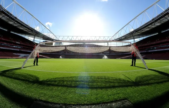 Framed Print : Preparing for Kick-off: North Bank Goal Setup at Emirates Stadium (Arsenal vs Burnley, 2014 / 15) Framed Print : Preparing for Kick-off: North Bank Goal Setup at Emirates Stadium (Arsenal vs Burnley, 2014 / 15)
