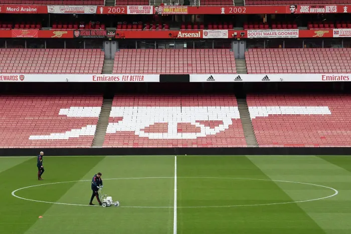 Framed Print : Preparing the Turf: Arsenal vs Southampton at Emirates Stadium (2022-23)