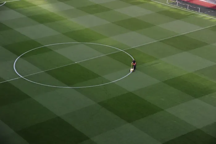 Framed Print : Preparing the Turf: Emirates Stadium