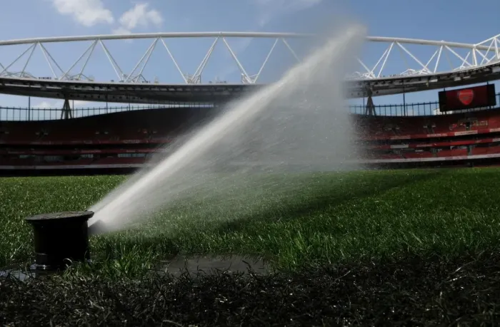 Framed Print : Preparing the Turf: Emirates Stadium for Arsenal vs. Watford (2015-16)