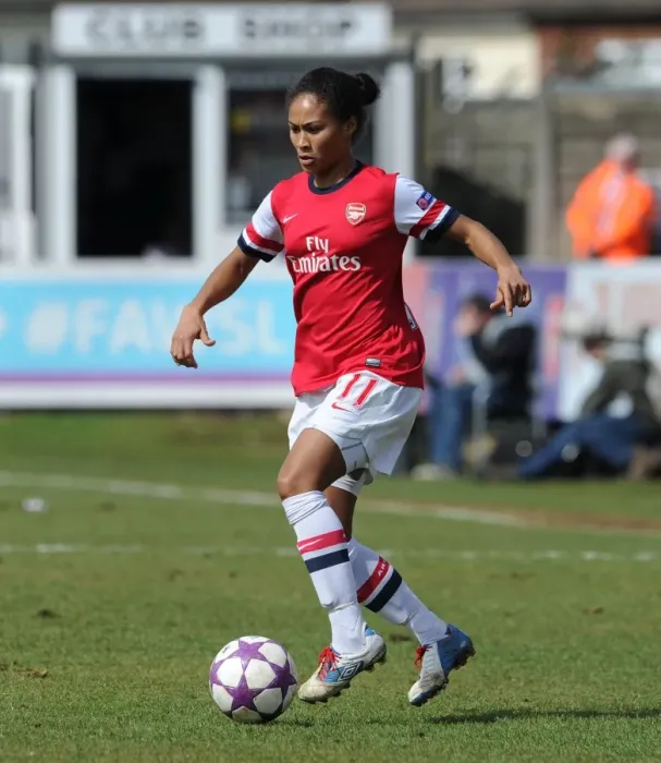 Framed Print : Rachel Yankey in Action: Arsenal Ladies vs. VfL Wolfsburg, 2013 UEFA Women's Champions League Semi-Finals