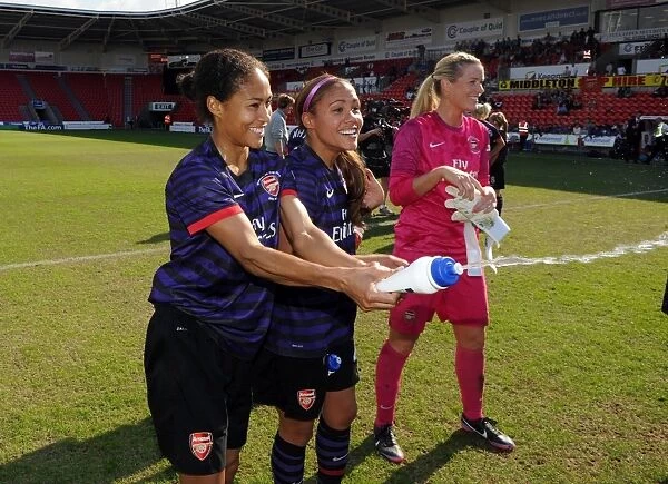 Rachel Yankey and Alex Scott (Arsenal) celebrate after the match. Arsenal Ladies 3