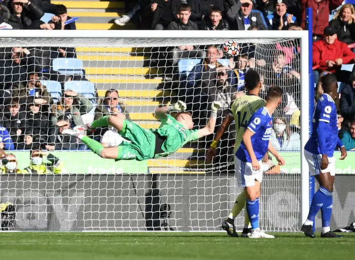 Framed Print : Ramsdale's Super Save: Arsenal Holds Off Leicester City in Premier League Showdown Framed Print : Ramsdale's Super Save: Arsenal Holds Off Leicester City in Premier League Showdown