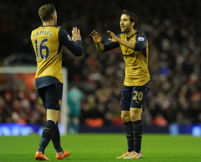 Framed Print : Ramsey and Flamini: Arsenal's Unforgettable Goal Celebration vs. Liverpool (2015-16) Framed Print : Ramsey and Flamini: Arsenal's Unforgettable Goal Celebration vs. Liverpool (2015-16)