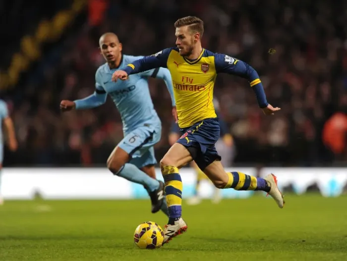 Framed Print : Ramsey Outruns Fernando: Manchester City vs Arsenal, Premier League Showdown (2015) Framed Print : Ramsey Outruns Fernando: Manchester City vs Arsenal, Premier League Showdown (2015)