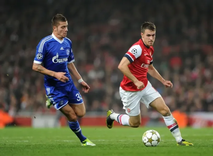 Framed Print : Ramsey Outruns Neustadter: Arsenal vs Schalke 2012-13 UEFA Champions League Framed Print : Ramsey Outruns Neustadter: Arsenal vs Schalke 2012-13 UEFA Champions League