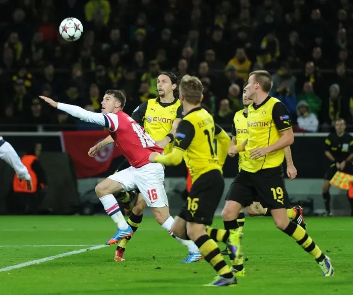 Framed Print : Ramsey Strikes: Arsenal's Winning Moment Against Dortmund in the Champions League Framed Print : Ramsey Strikes: Arsenal's Winning Moment Against Dortmund in the Champions League