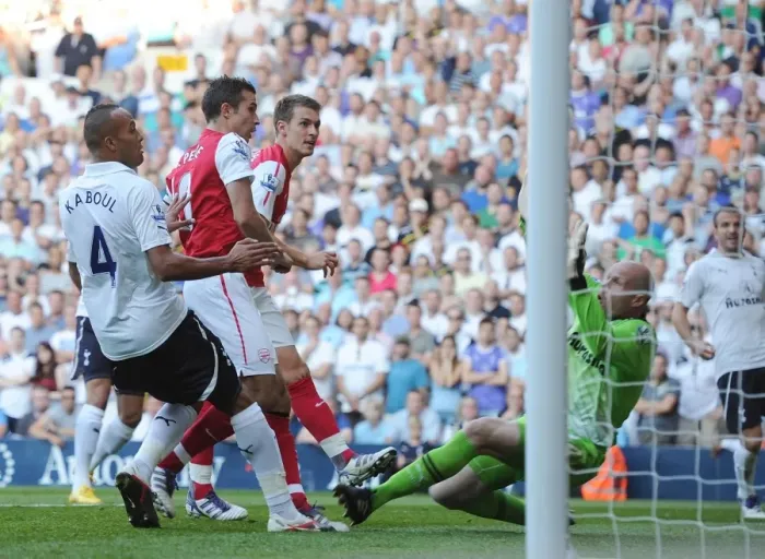 Framed Print : Ramsey Stuns Spurs: Aaron's Dramatic Goal Brings Arsenal Within One Framed Print : Ramsey Stuns Spurs: Aaron's Dramatic Goal Brings Arsenal Within One