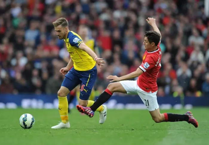 Framed Print : Ramsey Surges Past Herrera: A Premier League Showdown (2014-15) - Manchester United vs. Arsenal Framed Print : Ramsey Surges Past Herrera: A Premier League Showdown (2014-15) - Manchester United vs. Arsenal