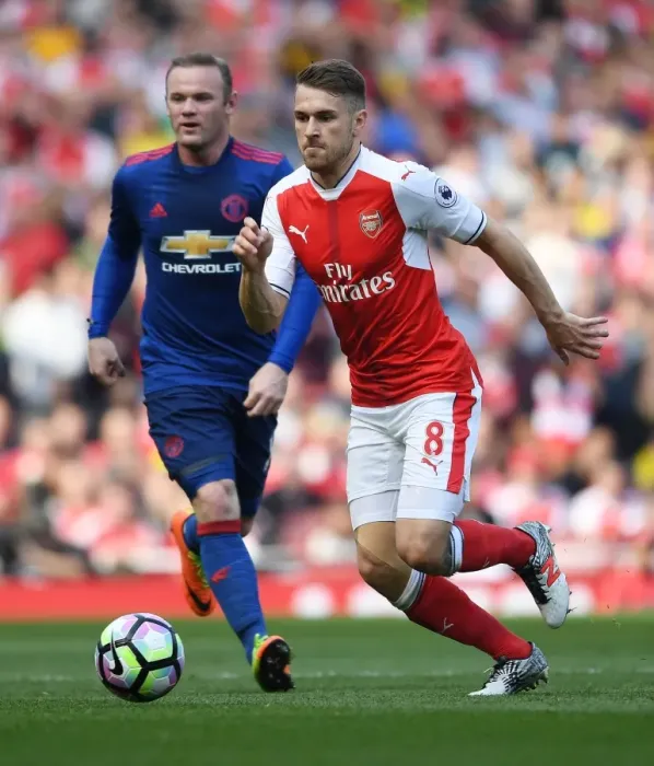 Framed Print : Ramsey Surges Past Rooney: Intense Moment from Arsenal vs. Manchester United, Premier League 2016-17 Framed Print : Ramsey Surges Past Rooney: Intense Moment from Arsenal vs. Manchester United, Premier League 2016-17