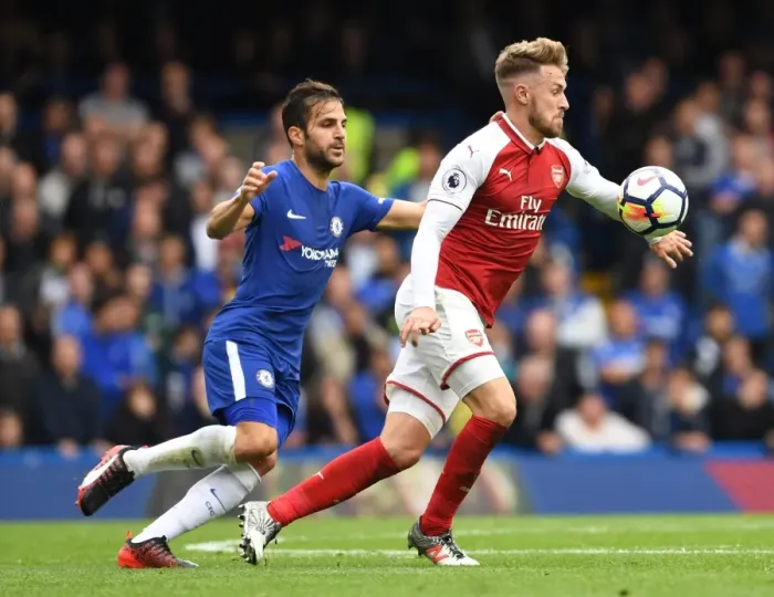 Framed Print : Ramsey vs. Fabregas: Battle of the Midfield Maestros - Chelsea vs. Arsenal, Premier League 2017-18