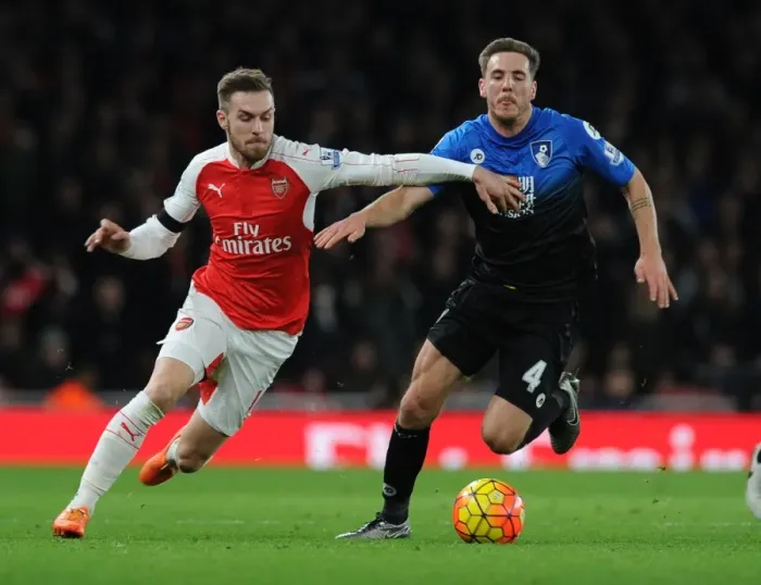 Framed Print : Ramsey vs Gosling: A Footballing Battle at the Emirates (December 2015) Framed Print : Ramsey vs Gosling: A Footballing Battle at the Emirates (December 2015)