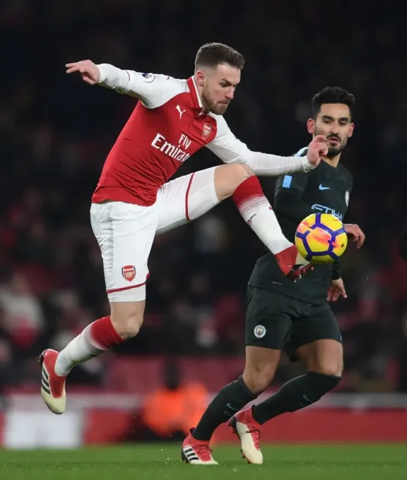 Framed Print : Ramsey vs. Gundogan: A Battle of Midfield Titans - Arsenal vs. Manchester City (2017-18)