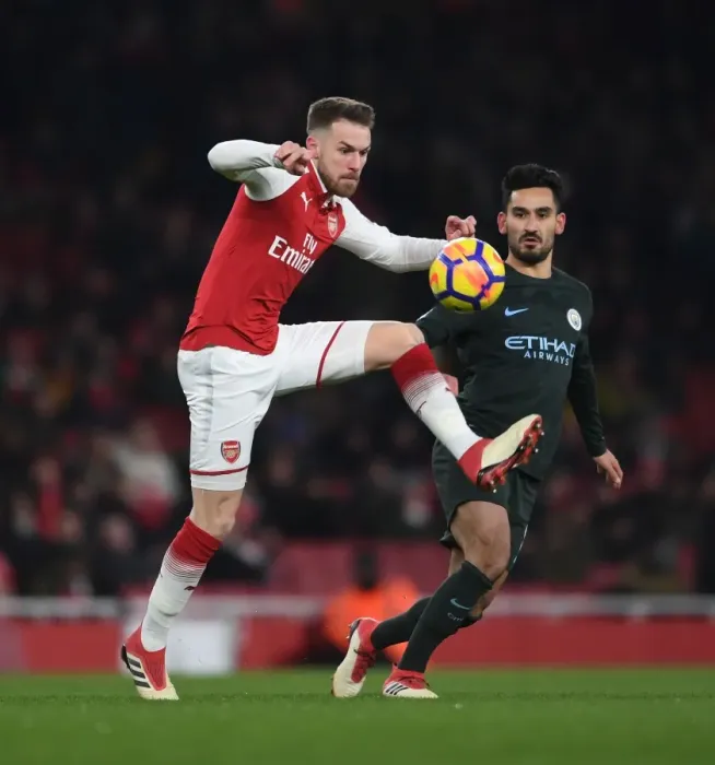 Framed Print : Ramsey vs. Gundogan: A Midfield Battle of Titans - Arsenal vs. Manchester City (2017-18)