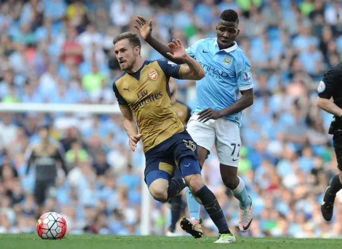 Framed Print : Ramsey vs. Iheanacho: Clash of the Stars in Manchester City vs. Arsenal Premier League Showdown Framed Print : Ramsey vs. Iheanacho: Clash of the Stars in Manchester City vs. Arsenal Premier League Showdown
