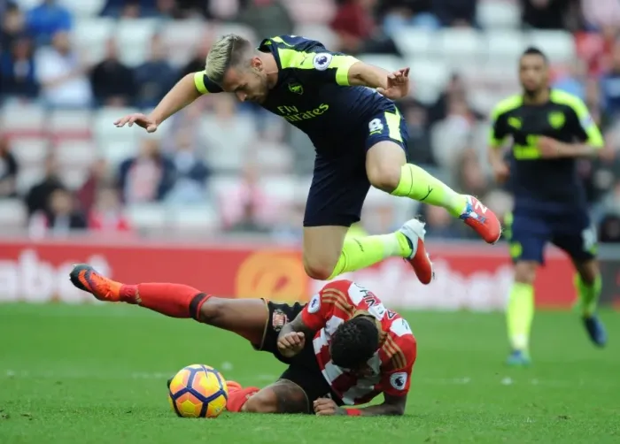 Framed Print : Ramsey vs Manquillo: A Footballing Battle at Sunderland (2016-17) Framed Print : Ramsey vs Manquillo: A Footballing Battle at Sunderland (2016-17)