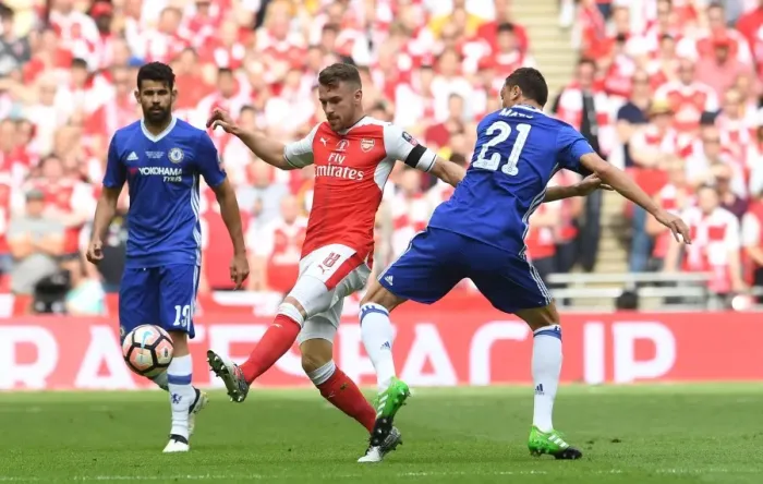 Framed Print : Ramsey vs. Matic: A FA Cup Final Battle at Wembley