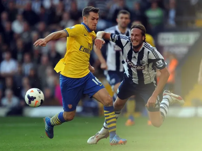 Framed Print : Ramsey vs. Olsson: Clash at The Hawthorns - West Bromwich Albion vs. Arsenal (2013-14) Framed Print : Ramsey vs. Olsson: Clash at The Hawthorns - West Bromwich Albion vs. Arsenal (2013-14)