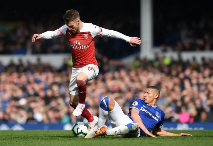 Framed Print : Ramsey vs Richarlison: Intense Battle in Everton vs Arsenal Premier League Clash Framed Print : Ramsey vs Richarlison: Intense Battle in Everton vs Arsenal Premier League Clash