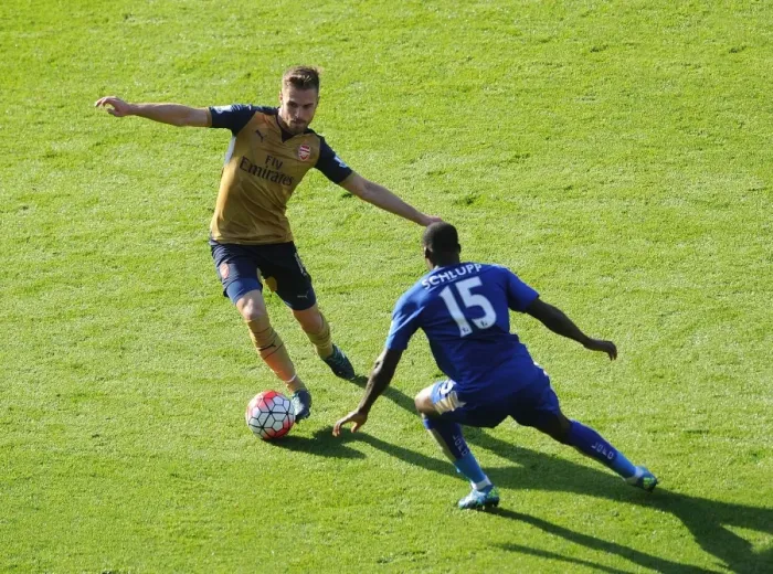 Framed Print : Ramsey vs Schlupp: A Premier League Showdown at Leicester City, 2015 / 16 Framed Print : Ramsey vs Schlupp: A Premier League Showdown at Leicester City, 2015 / 16