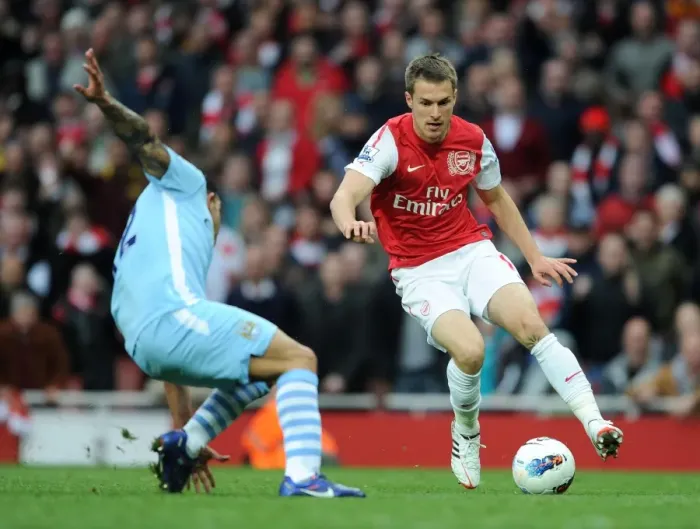 Framed Print : Ramsey vs Tevez: Clash of the Titans - Arsenal vs Manchester City, Premier League 2011-12